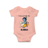 Professional Makhan Chor Krishna Print Romper - PEACH - New Born (Chest 14")