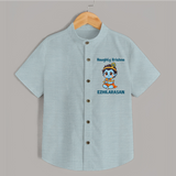 Naughty Little Krishna Flute Theme Print Shirt - ARCTIC BLUE - 0 - 6 Months Old (Chest 23")