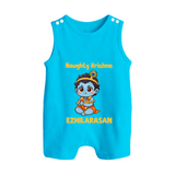 Naughty Little Krishna Flute Theme Print Button Romper