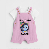 Little Krishna Floral Crown Print Dungaree - BABY PINK - 0 - 5 Months Old (Chest 18")