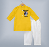 Little Krishna Floral Crown Print Kurta - CHROME YELLOW - 3 - 6 Months Old (Chest 24", Kurta Length 14'', Waist 19", Pant Length 14")