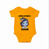 Little Krishna Floral Crown Print Romper - CHROME YELLOW - New Born (Chest 14")