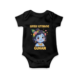 Little Krishna Floral Crown Print Romper - BLACK - New Born (Chest 14")