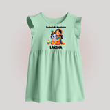 Yashoda Krishna Motherly Love Print Baby Frock - MINT GREEN - 0 - 3 Months Old (Chest 17")
