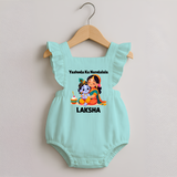 Yashoda Krishna Motherly Love Print Romper Frock - MINT GREEN - 0 - 3 Months Old (Chest 19")