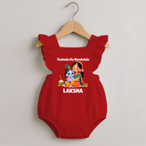 Yashoda Krishna Motherly Love Print Romper Frock - RED - 0 - 3 Months Old (Chest 19")
