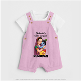 Yashoda’s Little Krishna Blessings Print Dungaree - BABY PINK - 0 - 5 Months Old (Chest 18")