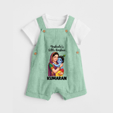 Yashoda’s Little Krishna Blessings Print Dungaree - MINT GREEN - 0 - 5 Months Old (Chest 18")