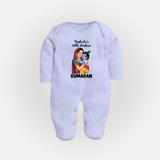 Yashoda’s Little Krishna Blessings Print Fullbody suit - BABY BLUE - New Born (Chest 7.5")