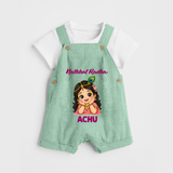 Little Radha Krishna Divine Charm Print Dungaree - MINT GREEN - 0 - 5 Months Old (Chest 18")