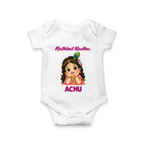 Little Radha Krishna Divine Charm Print Romper - WHITE - New Born (Chest 14")