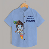 Cute Krishna Flute Melody Illustration Printed Shirt