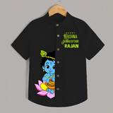 Krishna Janmashtami Lotus Celebration Printed Shirt - BLACK - 0 - 6 Months Old (Chest 23")