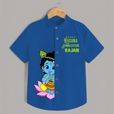 Krishna Janmashtami Lotus Celebration Printed Shirt - COBALT BLUE - 0 - 6 Months Old (Chest 23")