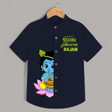 Krishna Janmashtami Lotus Celebration Printed Shirt - NAVY BLUE - 0 - 6 Months Old (Chest 23")