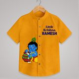 Little Krishna Makhan Pot Mischief Printed Shirt - CHROME YELLOW - 0 - 6 Months Old (Chest 23")