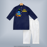 Little Krishna Makhan Pot Mischief Printed Kurta - NAVY BLUE - 3 - 6 Months Old (Chest 24", Kurta Length 14'', Waist 19", Pant Length 14")