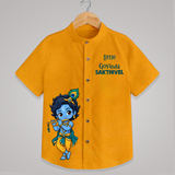 Little Krishna Butter Delight Illustration Printed Shirt - CHROME YELLOW - 0 - 6 Months Old (Chest 23")