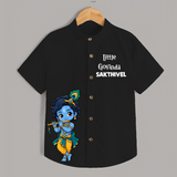 Little Krishna Butter Delight Illustration Printed Shirt - BLACK - 0 - 6 Months Old (Chest 23")