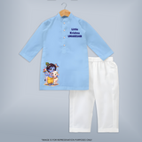 Little Krishna Cow Companion Printed Kurta - BABY BLUE - 3 - 6 Months Old (Chest 24", Kurta Length 14'', Waist 19", Pant Length 14")