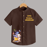 Little Krishna Cow Companion Printed Shirt - CHOCOLATE BROWN - 0 - 6 Months Old (Chest 23")