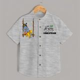 Krishna Swing Celebration Illustration Printed Shirt - GREY - 0 - 6 Months Old (Chest 23")