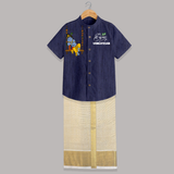 Krishna Swing Celebration Illustration Printed Shirt and Dhoti - DARK BLUE - 0 - 6 Months Old (Chest-23") (Dhoti length-14")