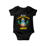 My First Krishna Jayanthi Romper/Onesie | Personalized Baby Romper/Onesie for Krishna Jayanthi Celebration - BLACK - New Born (Chest 14")