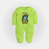 My First Krishnashtami Sleep Suit/Full Sleeve Body Suit | Personalized Baby Sleep Suit/Full Sleeve Body Suit for Krishnashtami - LIME GREEN - New Born (Chest 7.5")