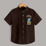 My First Krishnashtami Shirt | Personalized Baby Shirt for Krishnashtami - CHOCOLATE BROWN - 0 - 6 Months Old (Chest 23")