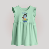Celebrate My First Krishnashtami | Custom Baby Frock for Krishna's Birthday - MINT GREEN - 0 - 3 Months Old (Chest 17")