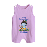 Celebrate My First Krishnashtami | Custom Romper Suit/Sleeveless Romper for Krishna's Birthday - LILAC - 0 - 5 Months Old (Chest 18")