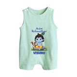 Celebrate My First Krishnashtami | Custom Romper Suit/Sleeveless Romper for Krishna's Birthday - MINT GREEN - 0 - 5 Months Old (Chest 18")