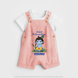 Celebrate My First Krishnashtami | Custom Dungaree Set for Krishna's Birthday - PEACH - 0 - 5 Months Old (Chest 18")
