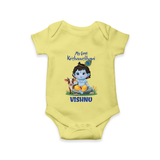 Celebrate My First Krishnashtami | Custom Romper/Onesie for Krishna's Birthday - PASTEL YELLOW - New Born (Chest 14")