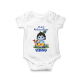 Celebrate My First Krishnashtami | Custom Romper/Onesie for Krishna's Birthday - WHITE - New Born (Chest 14")