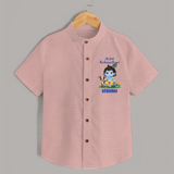 Celebrate My First Krishnashtami | Custom Shirt for Krishna's Birthday - PEACH - 0 - 6 Months Old (Chest 23")