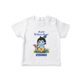 Celebrate My First Krishnashtami | Custom T-shirt for Krishna's Birthday - WHITE - 0-5 Months Old (Chest 17")