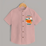 My First Krishnashtami Celebration Shirt | Personalized Krishna Jayanthi Outfit - PEACH - 0 - 6 Months Old (Chest 23")