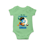 My First Gokulashtami Romper/Onesie | Personalized Baby Romper/Onesie for Gokulashtami - GREEN - New Born (Chest 14")