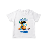 My First Gokulashtami T-shirt | Personalized Baby T-shirt for Gokulashtami - WHITE - 0-5 Months Old (Chest 17")