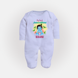 Celebrate My First Janmashtami | Custom Sleep Suit/Full Sleeve Body Suit for Krishna's Birth - BABY BLUE - New Born (Chest 7.5")