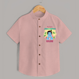 Celebrate My First Janmashtami | Custom Shirt for Krishna's Birth - PEACH - 0 - 6 Months Old (Chest 23")
