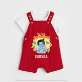 Celebrate My First Janmashtami | Custom Dungaree Set for Krishna's Birth - RED - 0 - 5 Months Old (Chest 18")