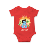 Celebrate My First Janmashtami | Custom Romper/Onesie for Krishna's Birth - RED - New Born (Chest 14")