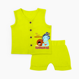 My First Janmashtami Celebration Jabla Set | Personalized Baby Outfit for Janmashtami - LIME GREEN - 0 - 3 Months Old (Chest 9.8")