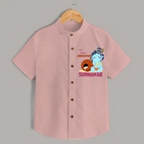 My First Janmashtami Celebration Shirt | Personalized Baby Outfit for Janmashtami - PEACH - 0 - 6 Months Old (Chest 23")