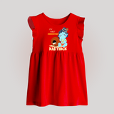 My First Janmashtami Celebration Baby Frock | Personalized Baby Outfit for Janmashtami - RED - 0 - 3 Months Old (Chest 17")