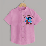 My First Janmashtami Special Shirt | Custom Personalized Baby Outfit - BABY PINK - 0 - 6 Months Old (Chest 23")