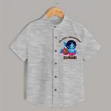 My First Janmashtami Special Shirt | Custom Personalized Baby Outfit - GREY - 0 - 6 Months Old (Chest 23")